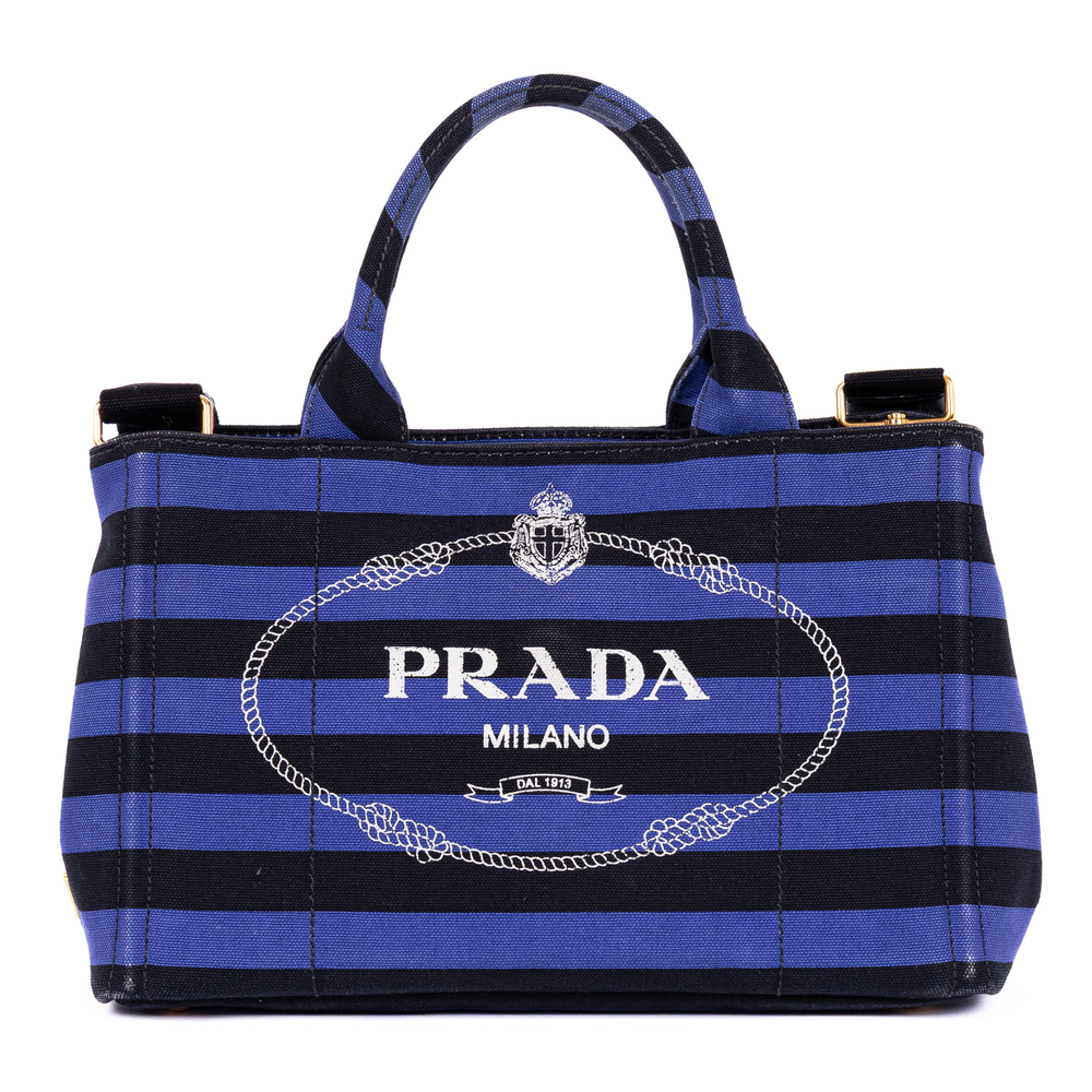 Prada Stripes Canapa Tote Small